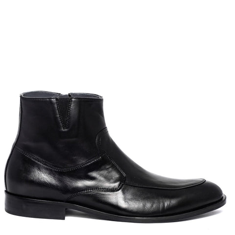 Italian Men Black Leather Half Boot #3729