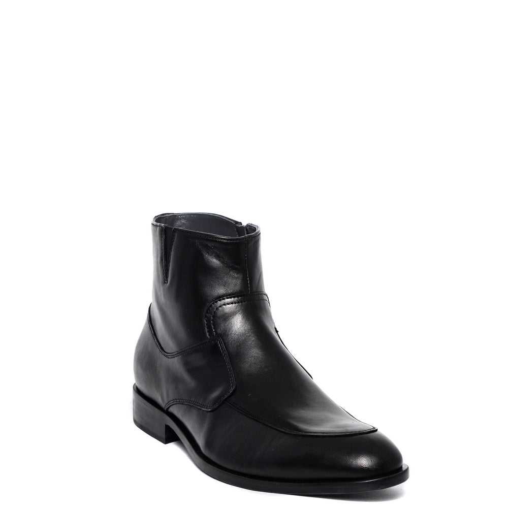 Italian Men Black Leather Half Boot #3729