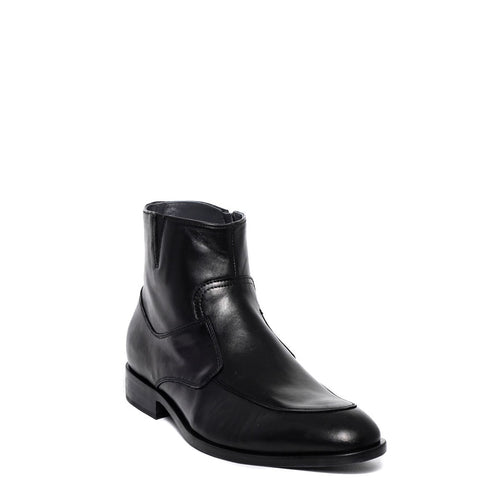 Italian Men Black Leather Half Boot #3729