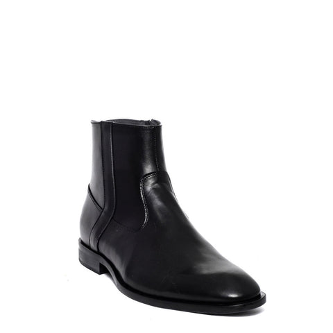 Italian Men Black Leather Half Boot #3730