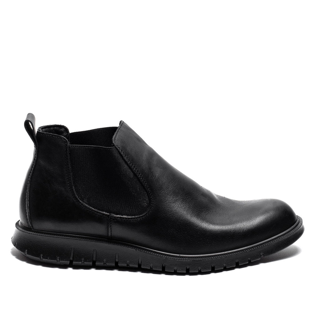Italian Men Black Leather Half Boot #3748
