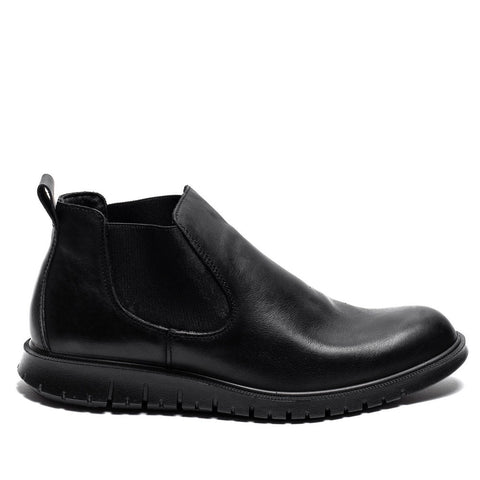 Italian Men Black Leather Half Boot #3748