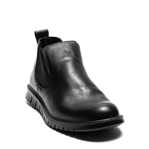 Italian Men Black Leather Half Boot #3748