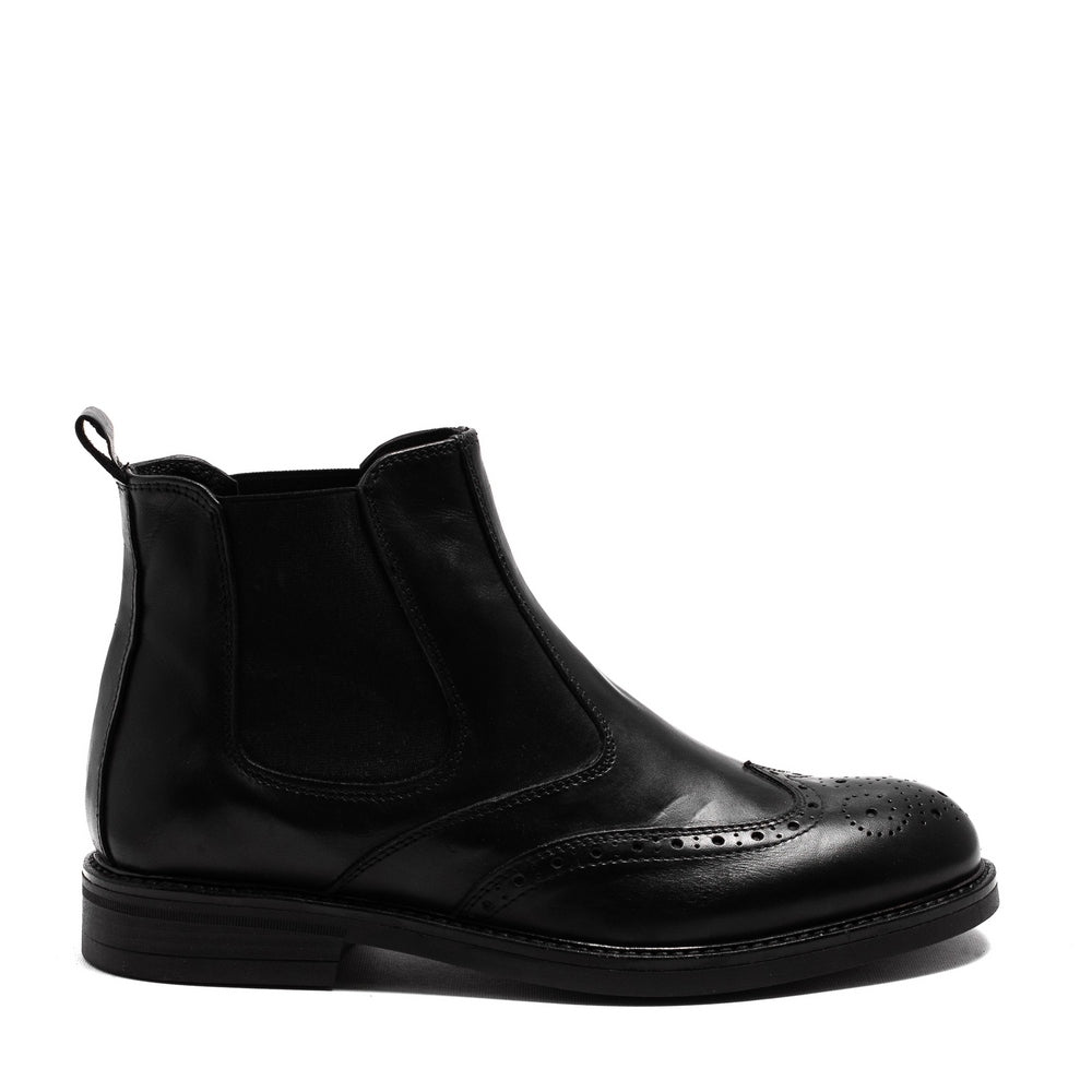 Italian Men Black Leather Half Boot #3780