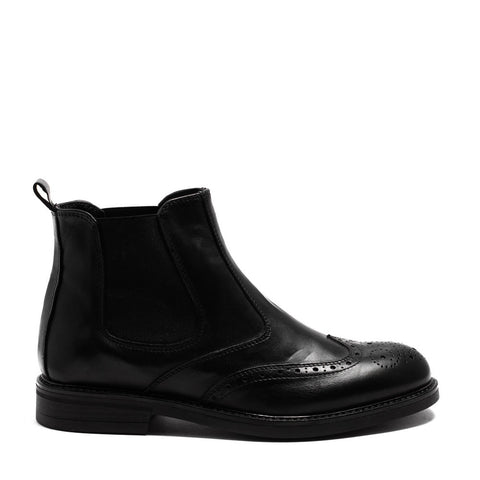 Italian Men Black Leather Half Boot #3780