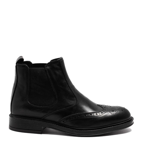 Italian Men Black Leather Half Boot #3794