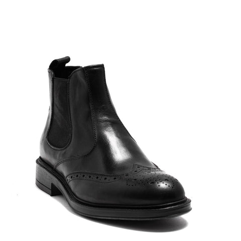 Italian Men Black Leather Half Boot #3794