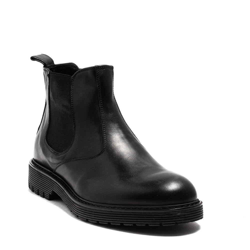 Italian Men Black Leather Half Boot #3805