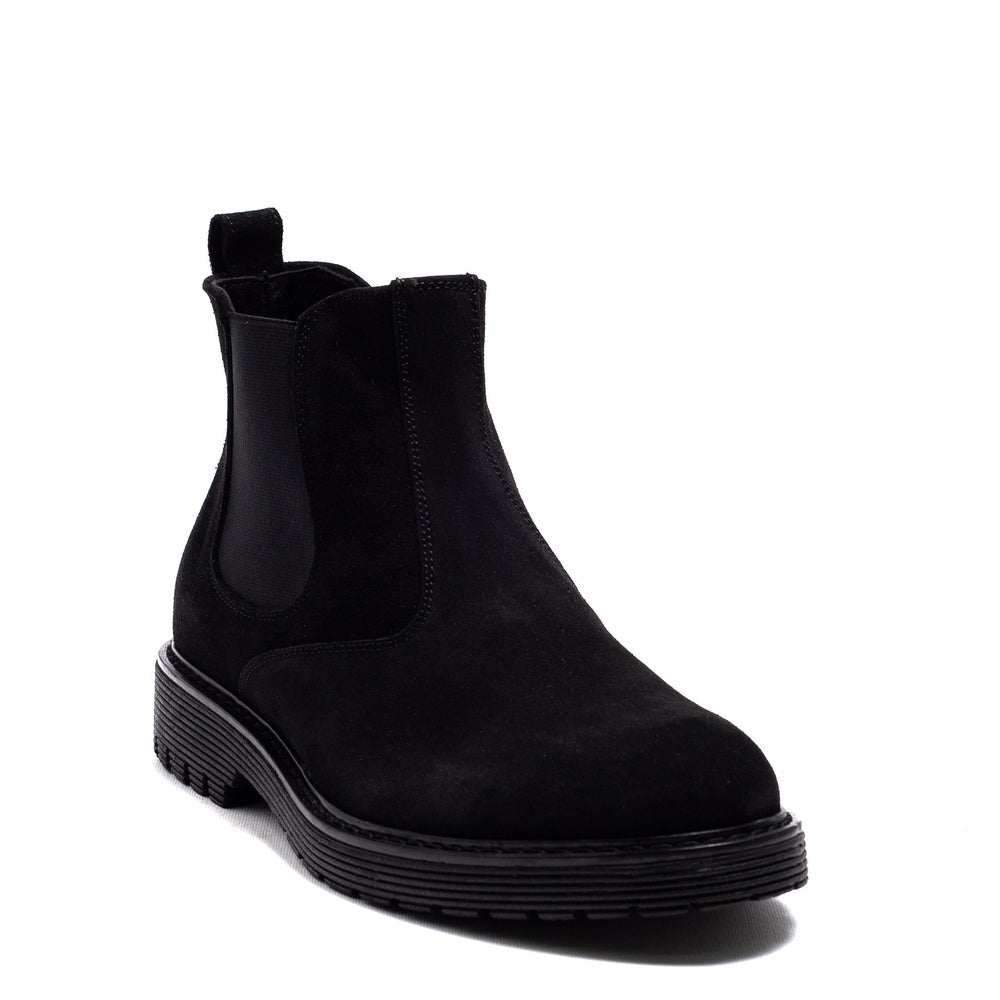 Italian Men Black Chamois Half Boot #3809