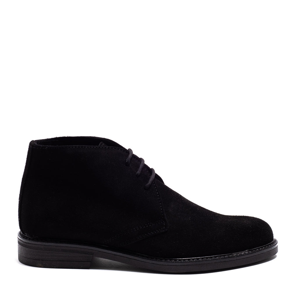 Italian Men Black Chamois Half Boot #3814