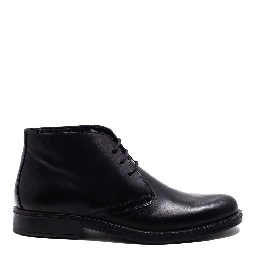 Italian Men Black Leather Half Boot #3830