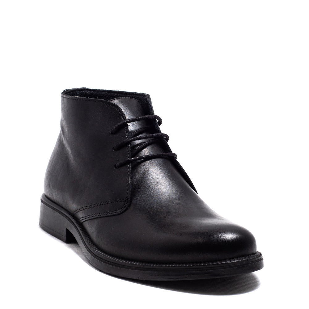 Italian Men Black Leather Half Boot #3830