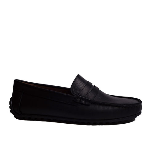 Turkish Men Black Leather Espadrilles #3865