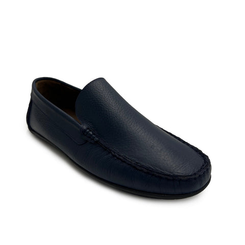 Turkish Men Dark Blue Leather Espadrilles #3926