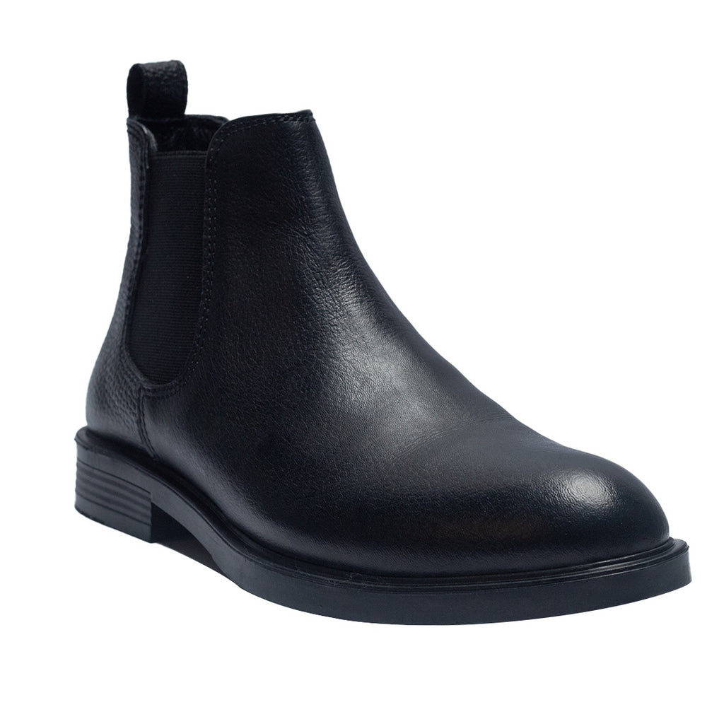 Men Black Leather Half Boot #3970