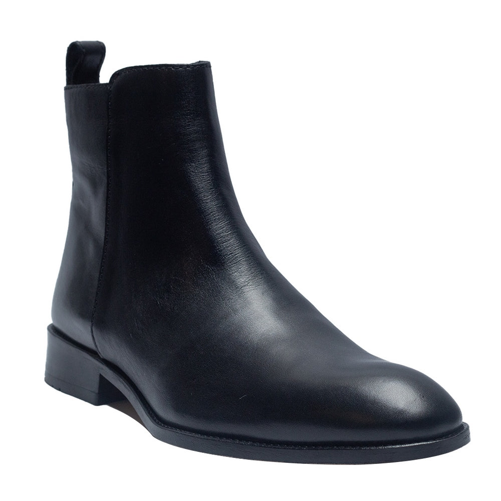 Men Black Leather Half Boot #3971