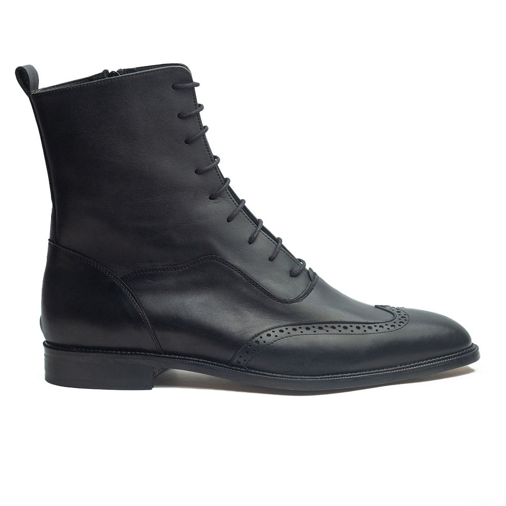 Men Black Leather Half Boot #4012