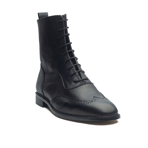 Men Black Leather Half Boot #4012