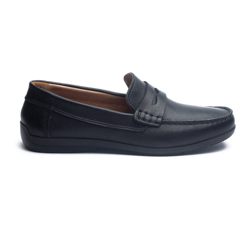 Italian Men Black Leather Espadrilles #4047