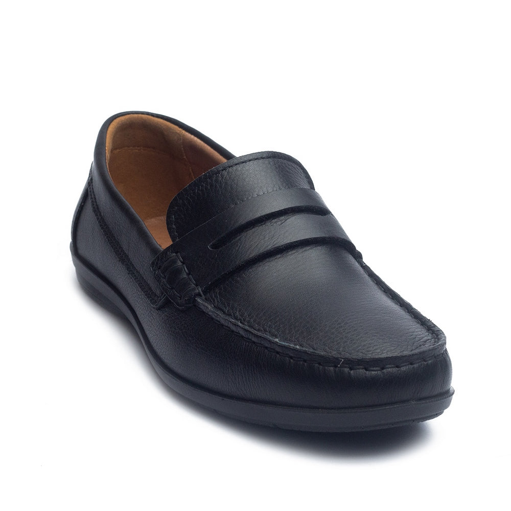 Italian Men Black Leather Espadrilles #4047