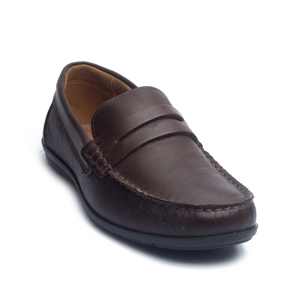 Italian Men Brown Leather Espadrilles #4049