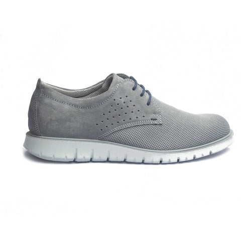 Italian Men Grey Leather * Chamois Shoes #4054