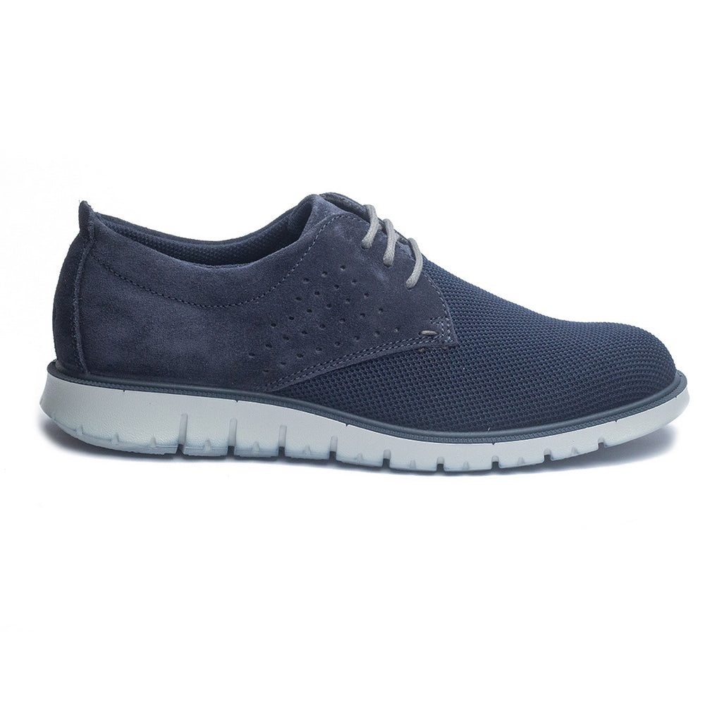 Italian Men Navy Leather * Chamois Shoes #4055