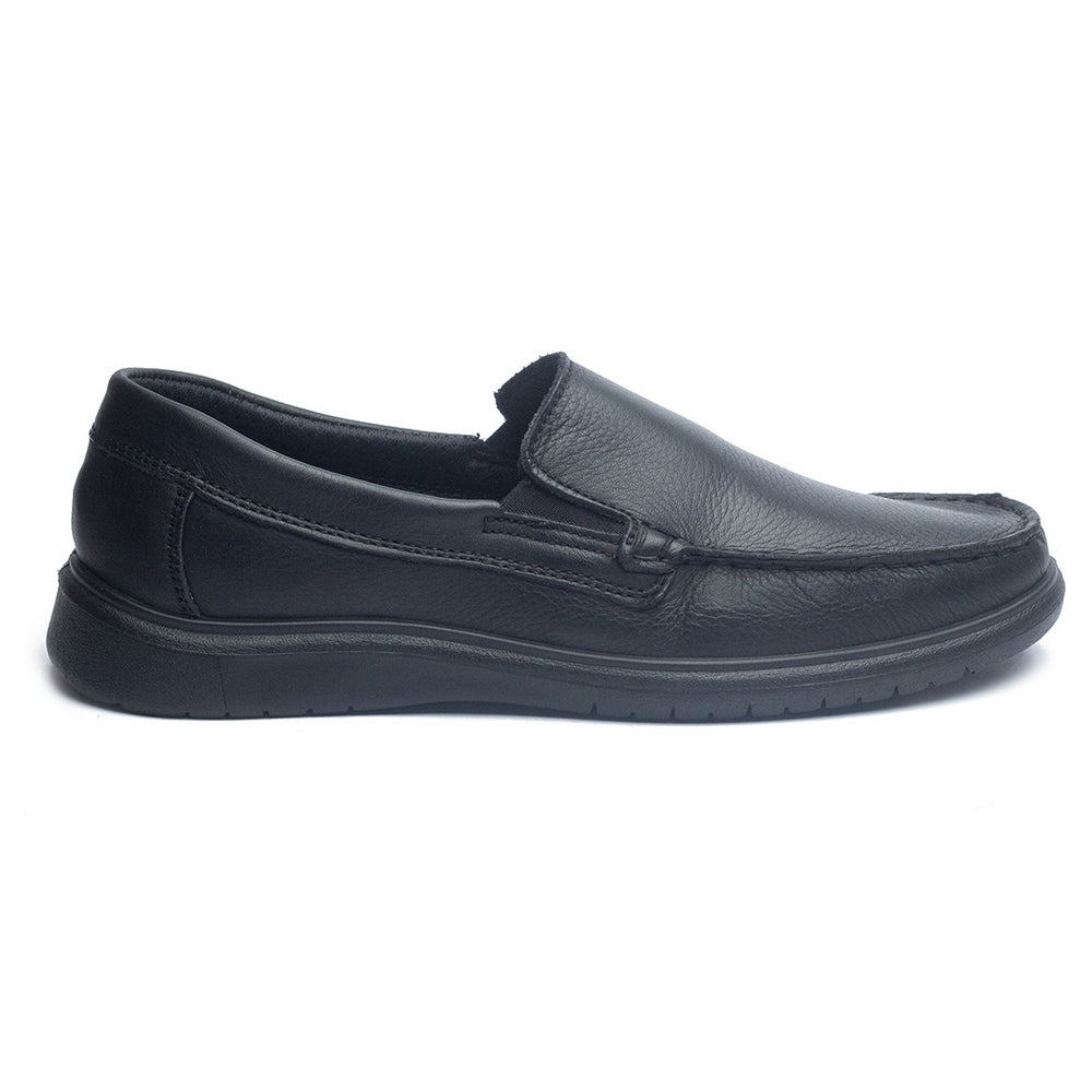 Italian Men Black Leather Espadrilles #4057