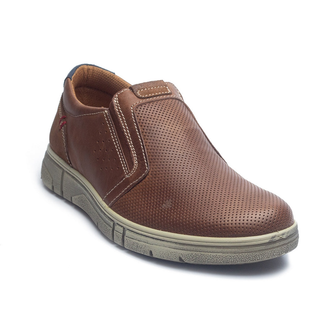 Italian Men Brown Leather Espadrilles #4058