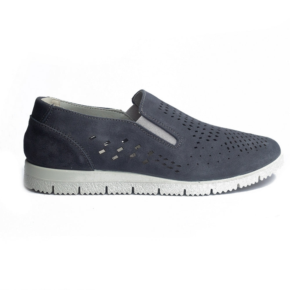 Italian Men Dark Blue Chamois Espadrilles #4062