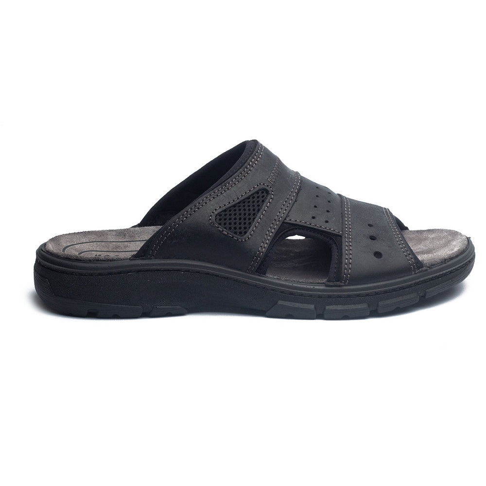 Italian Men Black Leather Slipper #4080