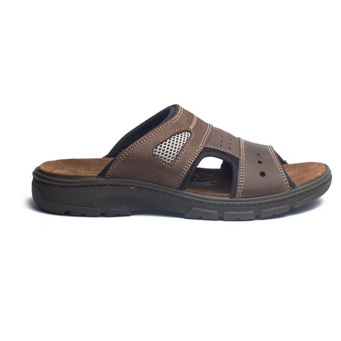 Italian Men Brown Leather Slipper #4081