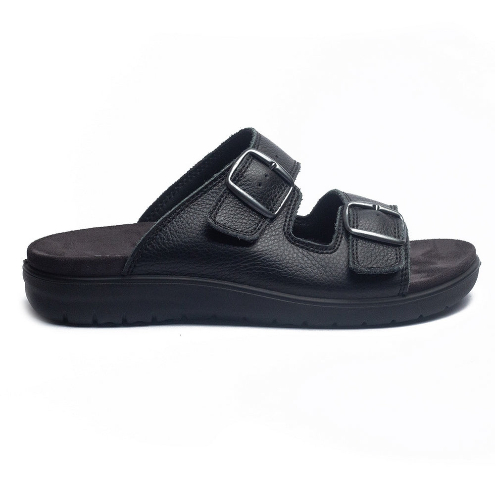 Italian Men Black Leather Slipper #4085