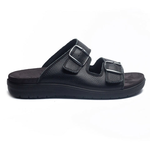 Italian Men Black Leather Slipper #4085