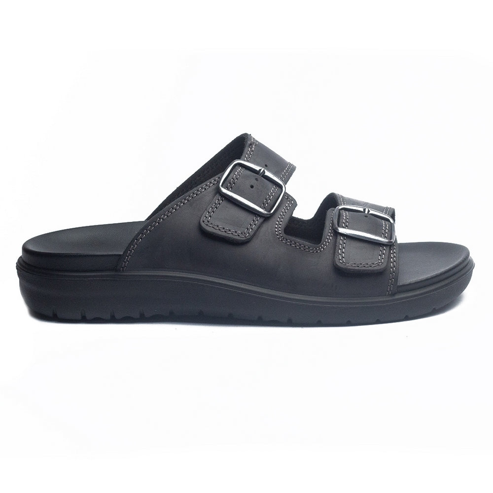 Italian Men Black Leather Slipper #4086