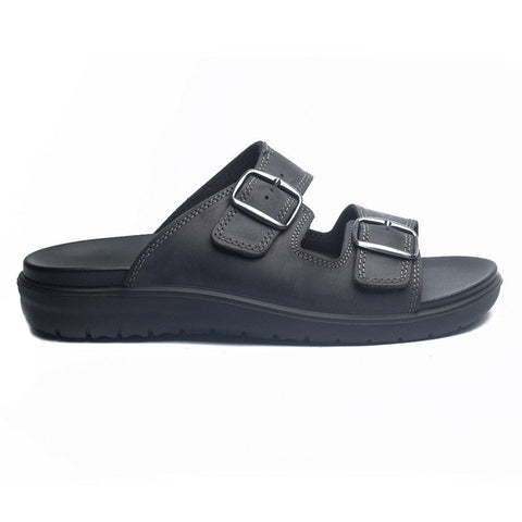 Italian Men Black Leather Slipper #4086