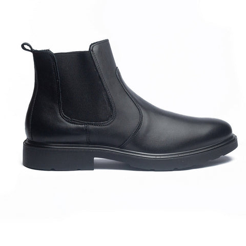 Italian Men Black Leather Half Boot #4092