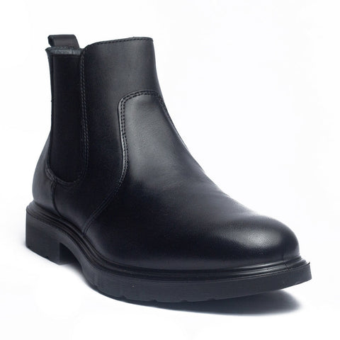 Italian Men Black Leather Half Boot #4092