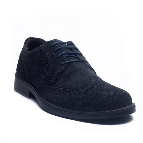 Italian Men Navy Chamois Shoes #4096