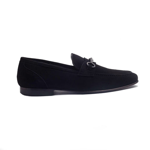Italian Men Black Chamois Shoes #4159