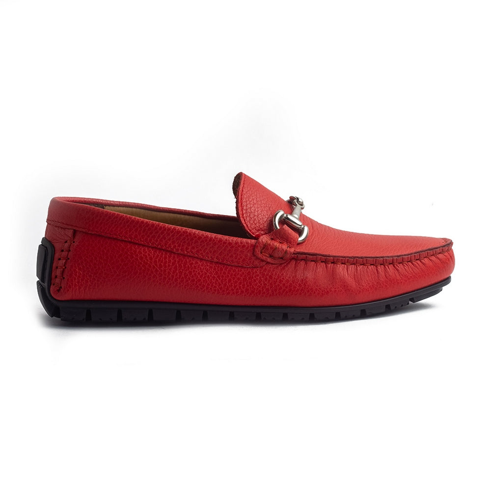 Italian Men Red Leather Espadrilles #4210