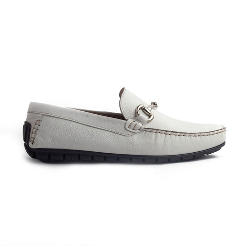 Italian Men White Leather Espadrilles #4212