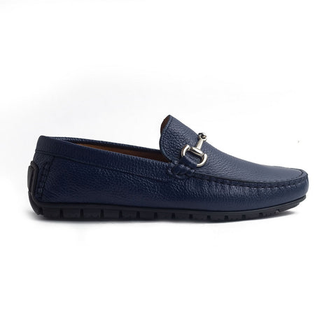 Italian Men Dark Blue Leather Espadrilles #4213