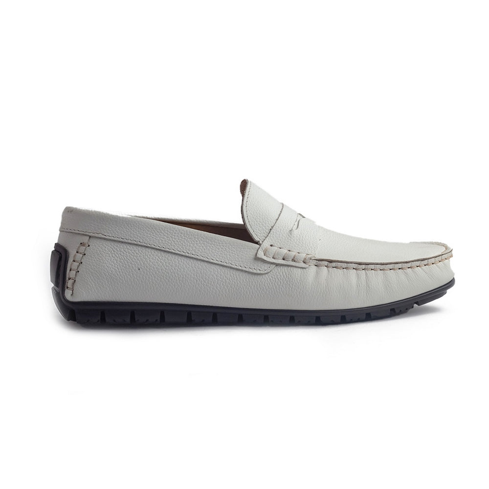 Italian Men White Leather Espadrilles #4220