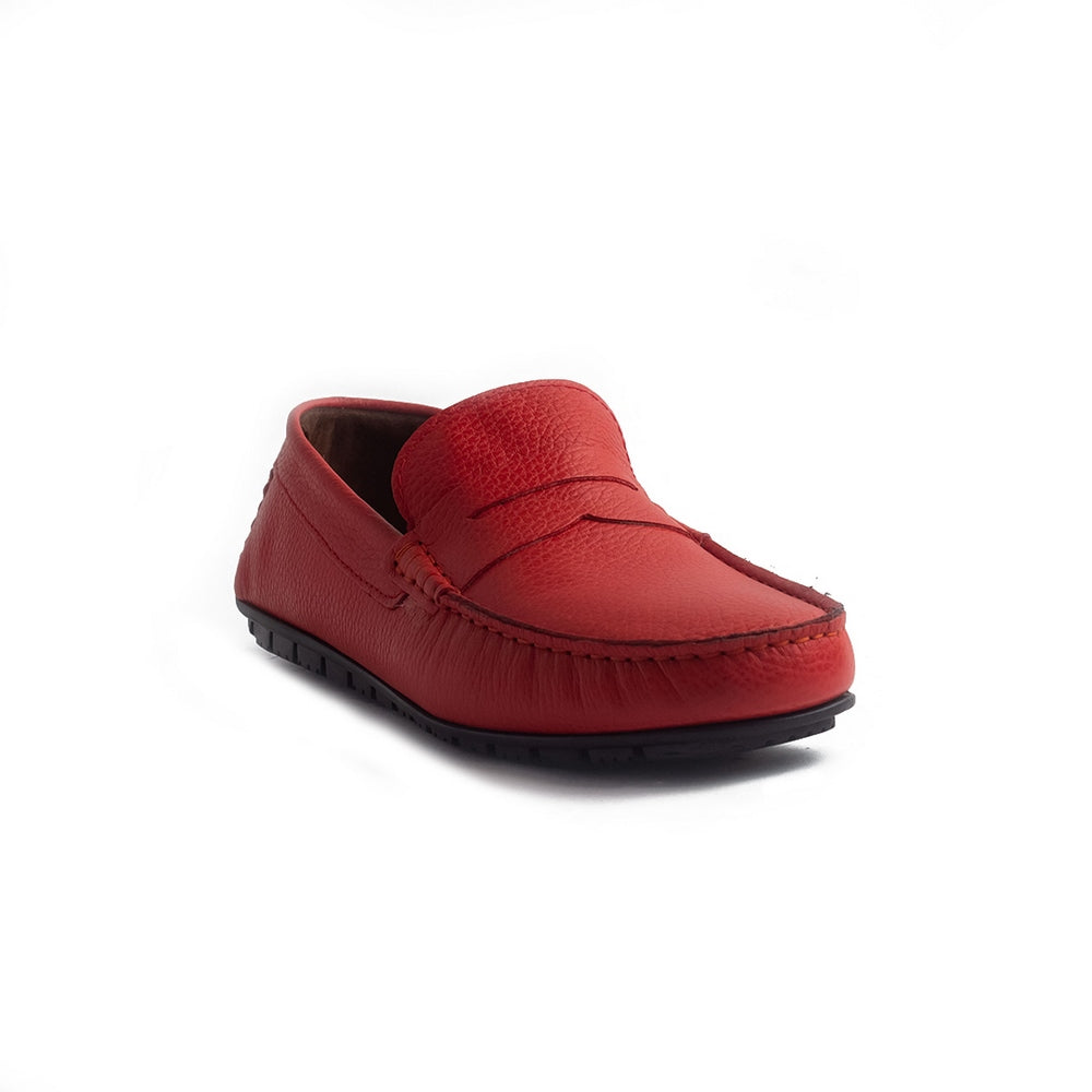 Italian Men Red Leather Espadrilles #4222