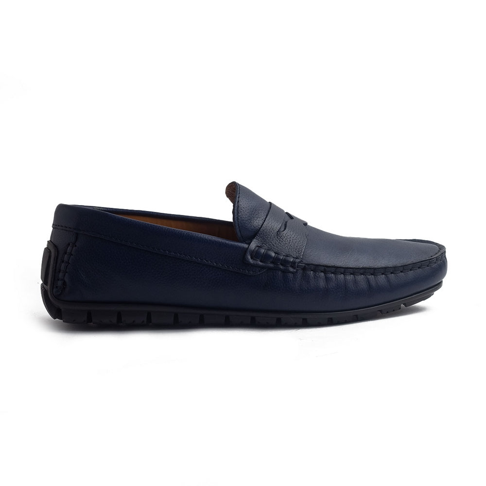 Italian Men Dark Blue Leather Espadrilles #4223