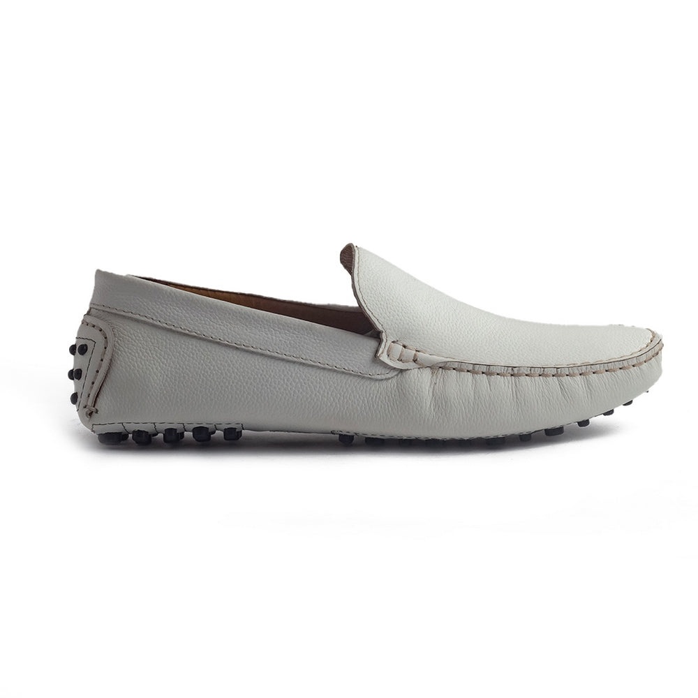 Italian Men White Leather Espadrilles #4233