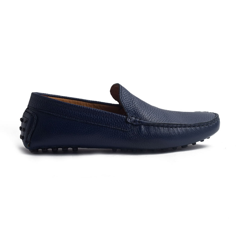 Italian Men Dark Blue Leather Espadrilles #4234