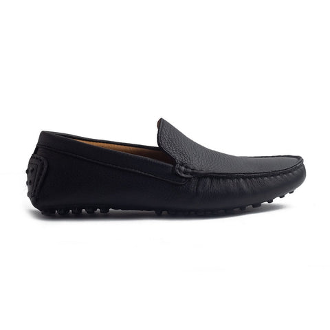 Italian Men Black Leather Espadrilles #4235