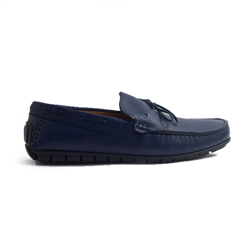 Italian Men Dark Blue Leather Espadrilles #4241